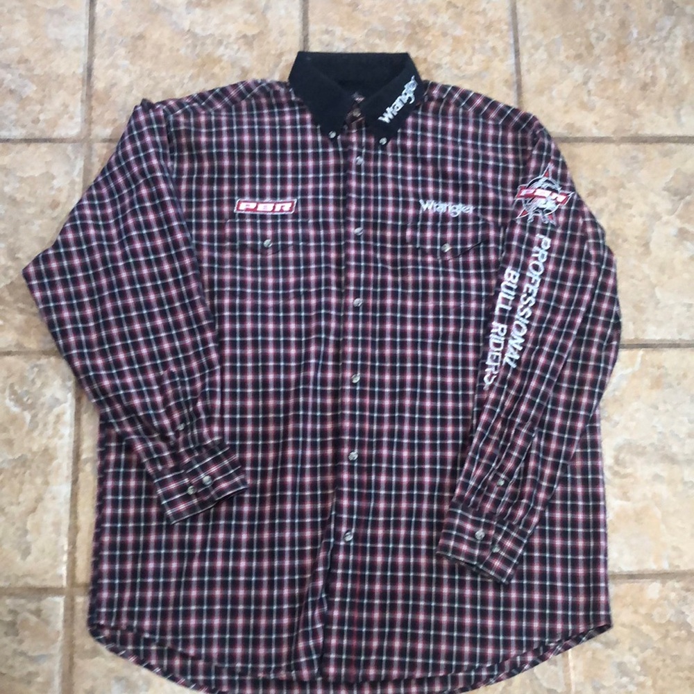 Wrangler PBR Black, Red, and White Plaid XLarge Tall